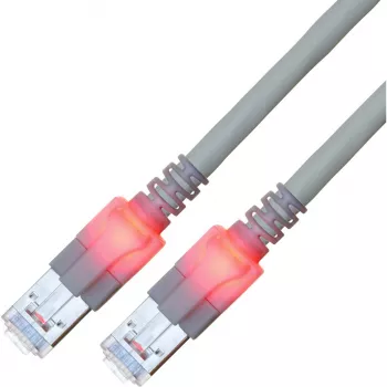 Cabo de rede EasyLan Cat.6 Class E S/FTP LSOH cinzento 20m - Cabo de rede DualBoot LED RJ45 S/FTP