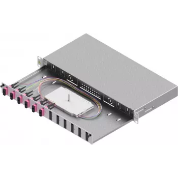 Caixa de fusão de fibra ótica ZVK Easylan LSB1A114 1U 6x SC-Duplex OM4 RAL7035