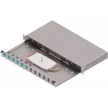 Cassete de fusão de fibra ótica ZVK Easylan LWL Basic SB0012471HE 1U 19 polegadas 6x LC-Duplex OM3 extraível