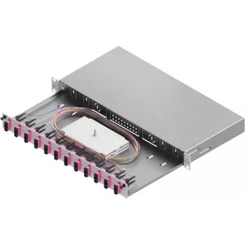 Caixa de fusão de fibra ótica ZVK Easylan LWL Basic 1U 12x SC-Duplex OM4 gaveta preta