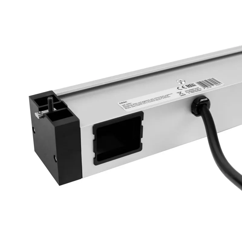 Régua de tomadas Bachmann DESK Rail com 2 tomadas Schuko e 2 portas de carregamento USB, cabo de 2m, prateado/preto