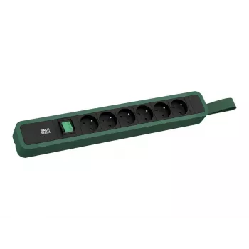 Bachmann PRIMO 2 Régua de tomadas 6x tipo E com interruptor e argola de suspensão 2,0 m ficha CEE 7/7 verde-pinheiro (RAL 6028)