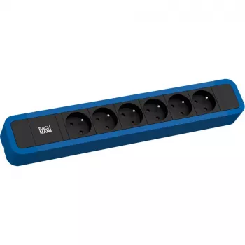 Bachmann PRIMO 2 Régua de tomadas 6x tomada tipo E 2,0m ficha CEE 7/7 azul-genciana