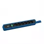 Bachmann PRIMO 2 Régua de tomadas 6x tomadas tipo E com interruptor e argola de suspensão 2,0m ficha CEE7/7 RAL5010 azul-genciana