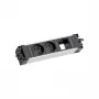 Bachmann 906.0238 STEP ALU Desk módulo de energia e dados, 2x tomadas tipo E, 2x slots Keystone, cabo de 3m, prateado/preto