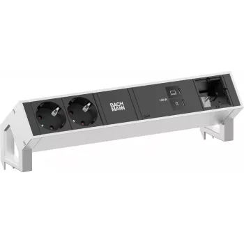 Bachmann DESK2 Módulo de alimentação de mesa 2x Schuko 1x USB-C 100W 1x slot para módulo de expansão cabo 1m INOX