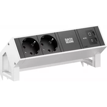 Bachmann DESK2 2x CEE 7/3 1x USB-C 45W 0,2m aço inoxidável Módulo de alimentação de mesa