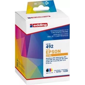 Edding Tinteiros compatíveis combo pack para Epson 27XL (ciano, magenta, amarelo) - Alta capacidade - pack de 3
