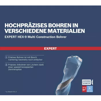 BOSCH EXPERT HEX-9 Multi Construction Conjunto de brocas multiusos 8 peças (2608901455)