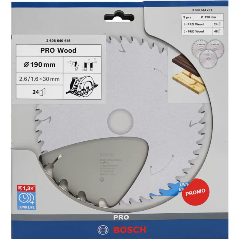 BOSCH Power Tools PRO Lâmina de serra circular para madeira 190 mm (pack vantagem de 3)