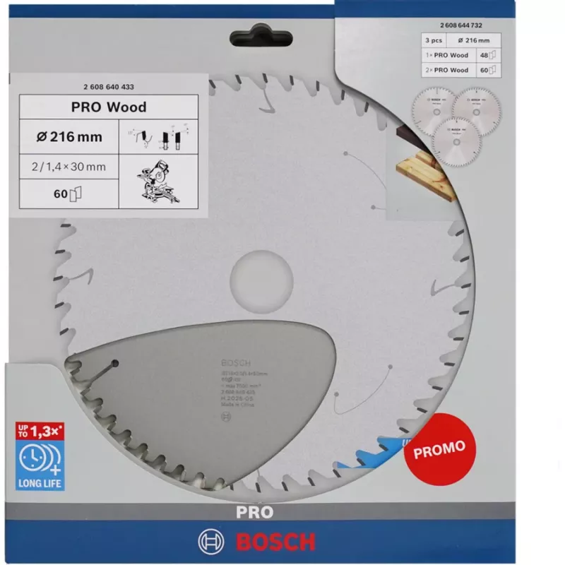 BOSCH POWERTOOLS PRO Wood Lâmina de serra circular 216 mm (pack promocional de 3)