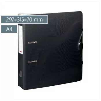 BRUNNEN WAVE Dossier de alavanca Onyx Black plástico 7,0 cm DIN A4