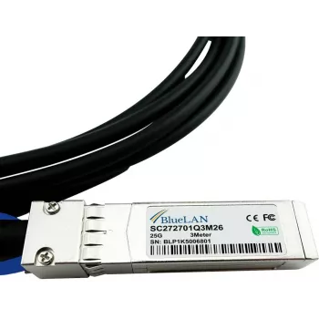 Cabo Direct Attach SFP28 para SFP28 BlueLAN 25GBASE-CR passivo compatível com BlueOptics Siemon S1S28P265.0-01P, 5 metros, AWG26
