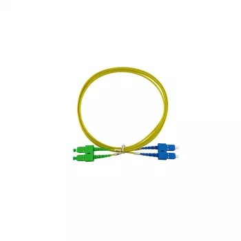 Cabo de patch de fibra ótica duplex BlueOptics SC/UPC para SC/APC monomodo 15m azul/verde