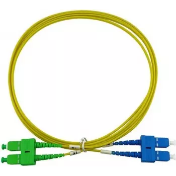 Cabo de patch de fibra ótica duplex BlueOptics SC-UPC para SC-APC monomodo OS2 2 metros