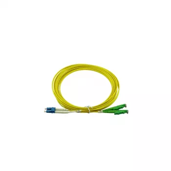 Cabo de patch de fibra ótica duplex BlueOptics, LC-UPC para E2000-APC, monomodo OS2, 0,5 m, amarelo