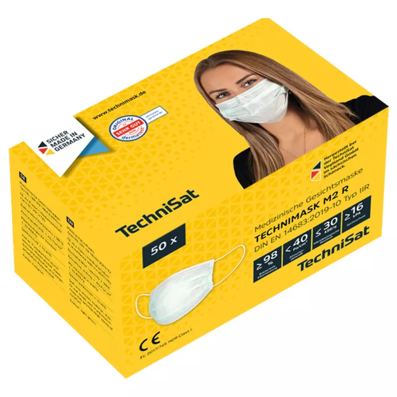 Máscara facial médica TECHNIMASK M2 R Tipo IIR, pack de 50, azul