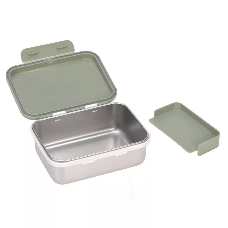 Lancheira infantil de aço inoxidável Lassig Happy Prints Oliv, 1 l, tampa em PP com anel de silicone
