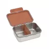 Lancheira infantil de aço inoxidável Lassig Happy Prints Caramelo, 1 l, com divisória, tampa em PP com anel de silicone