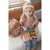 Lancheira infantil de aço inoxidável Lassig Happy Prints Caramelo, 1 l, com divisória, tampa em PP com anel de silicone