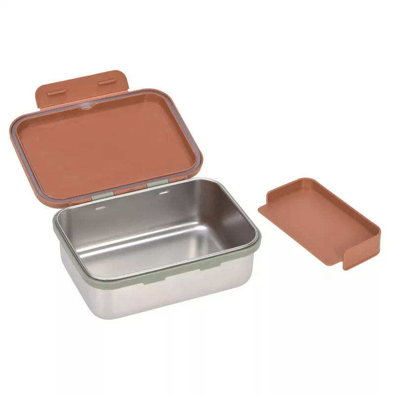 Lancheira infantil de aço inoxidável Lassig Happy Prints Caramelo, 1 l, com divisória, tampa em PP com anel de silicone