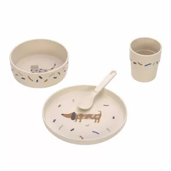 Conjunto de mesa 5 peças Lassig Little Mateys Royal Blue - prato, tigela, copo, colher, garfo