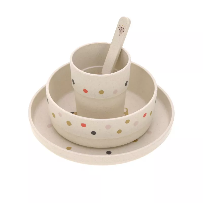 Conjunto de louça infantil Lassig Little Mateys Spicy Orange, 4 peças (prato, tigela, copo, colher), 70 % polipropileno e 30 % celulose