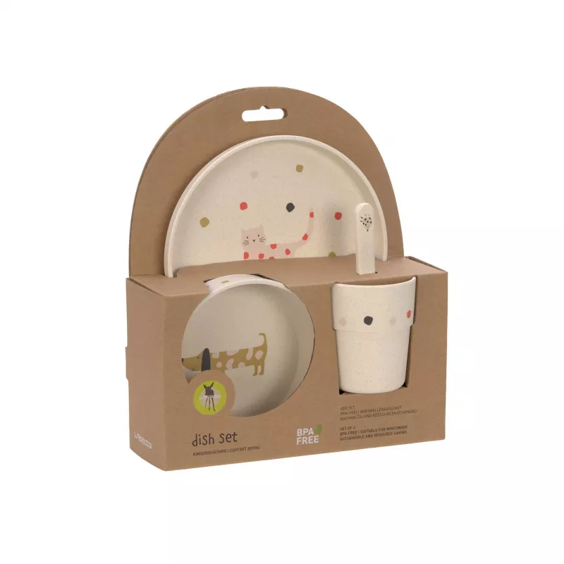 Conjunto de louça infantil Lassig Little Mateys Spicy Orange, 4 peças (prato, tigela, copo, colher), 70 % polipropileno e 30 % celulose