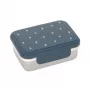 Lancheira infantil de aço inoxidável Lassig Happy Prints, 1 l, 17 x 13 x 6 cm, tampa em PP com anel de silicone, azul-escuro