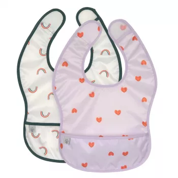 Conjunto de babetes impermeáveis Lassig 6m+ Happy Rascals Heart lavanda
