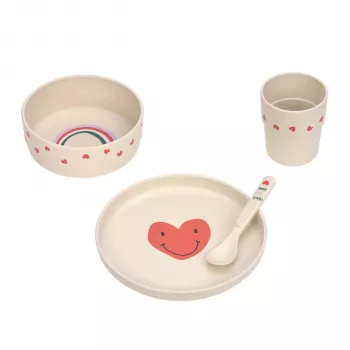 Conjunto de louça infantil de 5 peças Lassig Happy Rascals Heart lavanda