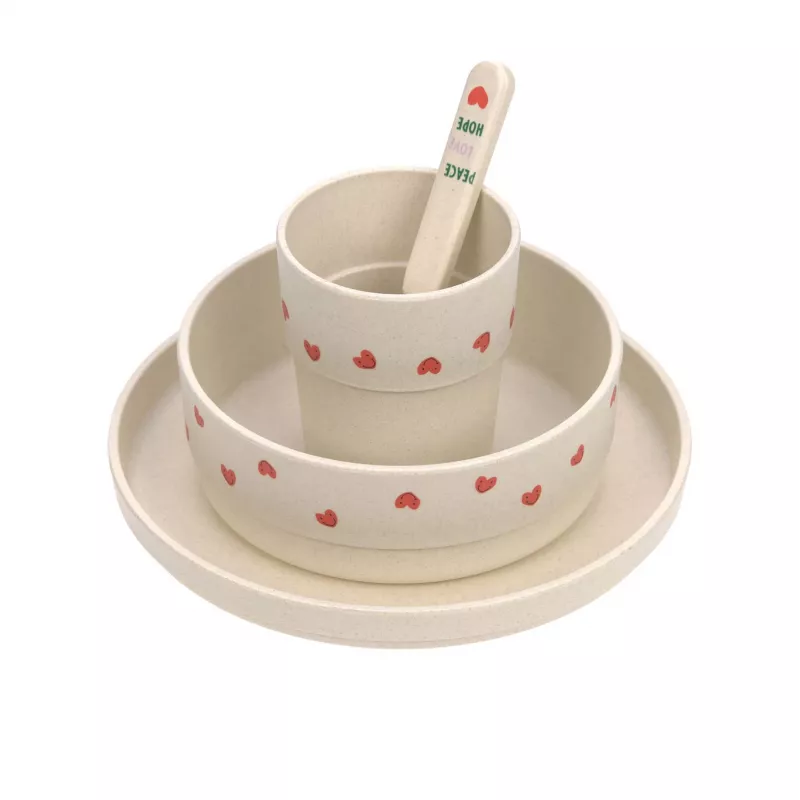 Conjunto de louça infantil de 5 peças Lassig Happy Rascals Heart lavanda