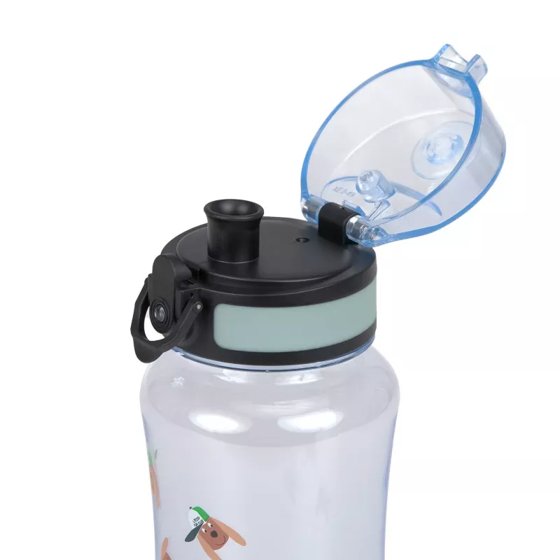 LASSIG Garrafa de água Tritan 420 ml Tiny Team Dog Menta/Azul