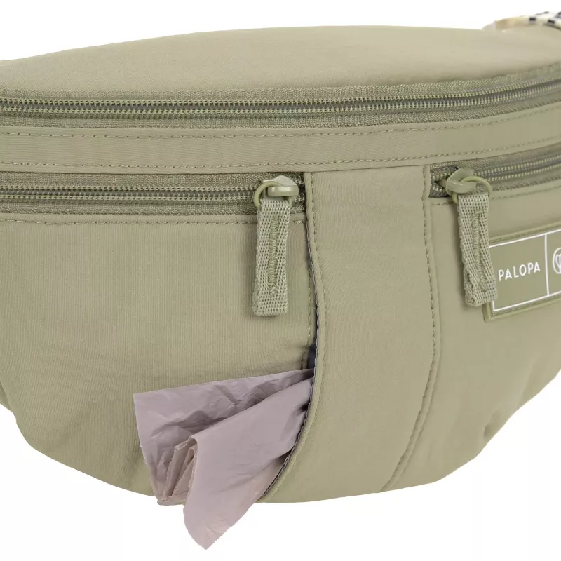 PALOPA Emma Bolsa de Petiscos para Cães Pochete Nylon Enrugado Verde-Oliva Claro