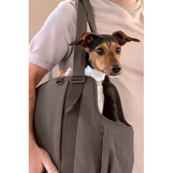 PALOPA Weda Bolsa de Transporte para Cães Enrugada Chocolate para cães até 10 kg
