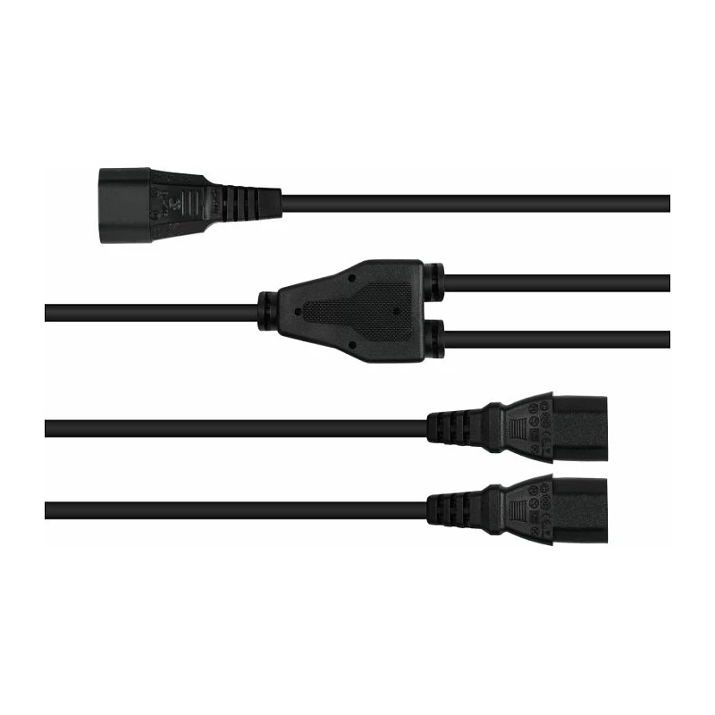 Cabo de distribuição de alimentação em Y Kabelmeister C14 para 2x C13, 0,2 m, preto