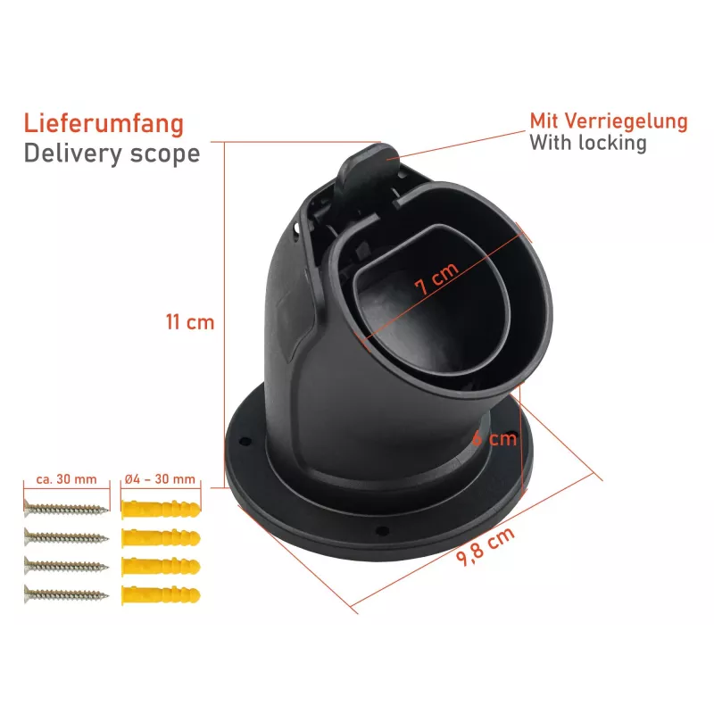Suporte de parede kabelmeister para cabo de carregamento EV Type 2 - preto