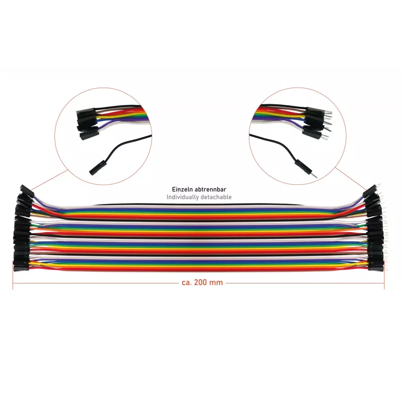 Fios jumper kabelmeister 40 pinos, fios separáveis para Arduino, Raspberry Pi, etc., macho para fêmea