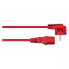 Cabo de alimentação Kabelmeister ficha Schuko tipo E+F (angular 90°) para IEC C13, vermelho, 0,75 m