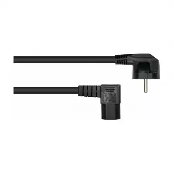 Cabo de alimentação Kabelmeister ficha Schuko Type E+F 90° angular para IEC C15 em ângulo reto, 2 m, preto