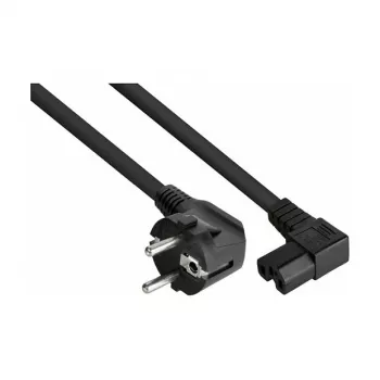 Cabo de alimentação Kabelmeister ficha Schuko Type E+F 90° angular para IEC C15 em ângulo reto, 2 m, preto