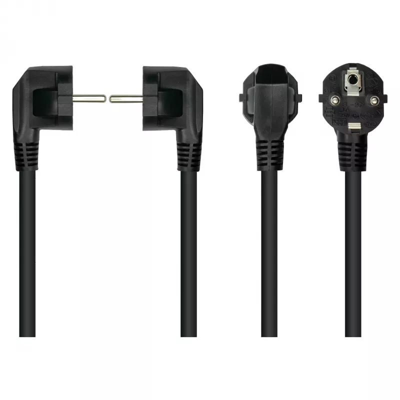 Cabo de alimentação Kabelmeister ficha Schuko tipo E+F (angular 90°) para conector fêmea IEC C15 (reto), 1,8 m, preto