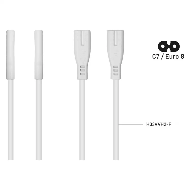 Kabelmeister extensão Euro ficha C8 para tomada C7, branco, 5 m