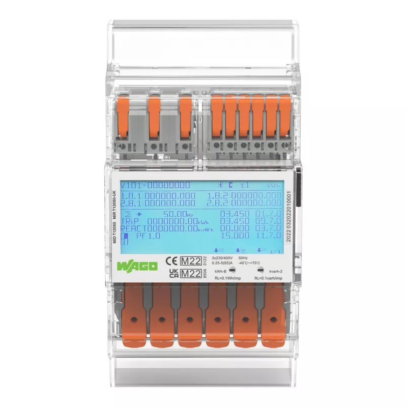 Contador de energia trifásico digital WAGO 879-3000 4PU 65 A conforme MID, 1 unidade