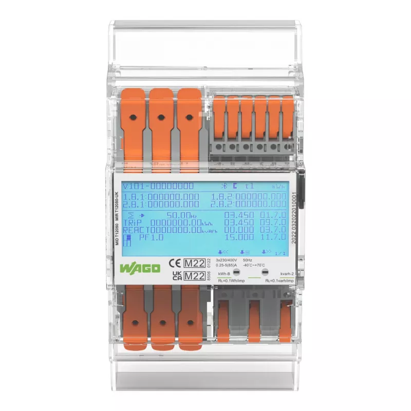 Contador de energia trifásico digital WAGO 879-3020 4PS 65 A conforme MID