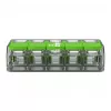 Conector compacto WAGO 221-425 5 condutores com alavancas, transparente/laranja