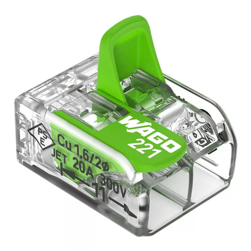 Conector de derivação compacto WAGO 221-422 2 condutores, 0,14-4 mm², transparente/laranja