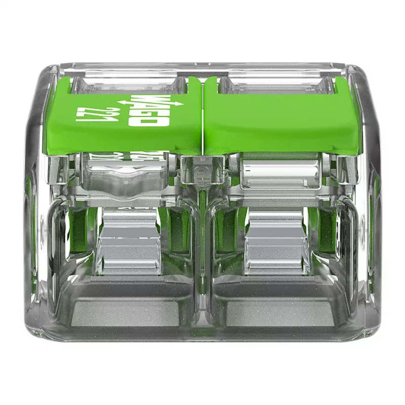 Conector de derivação compacto WAGO 221-422 2 condutores, 0,14-4 mm², transparente/laranja