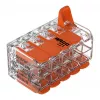 Conector de derivação compacto WAGO 221-420 com alavancas, 10 condutores, 0,2-4 mm², caixa transparente, alavanca laranja, pack de 10