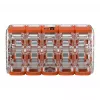 Conector de derivação compacto WAGO 221-420 com alavancas, 10 condutores, 0,2-4 mm², caixa transparente, alavanca laranja, pack de 10